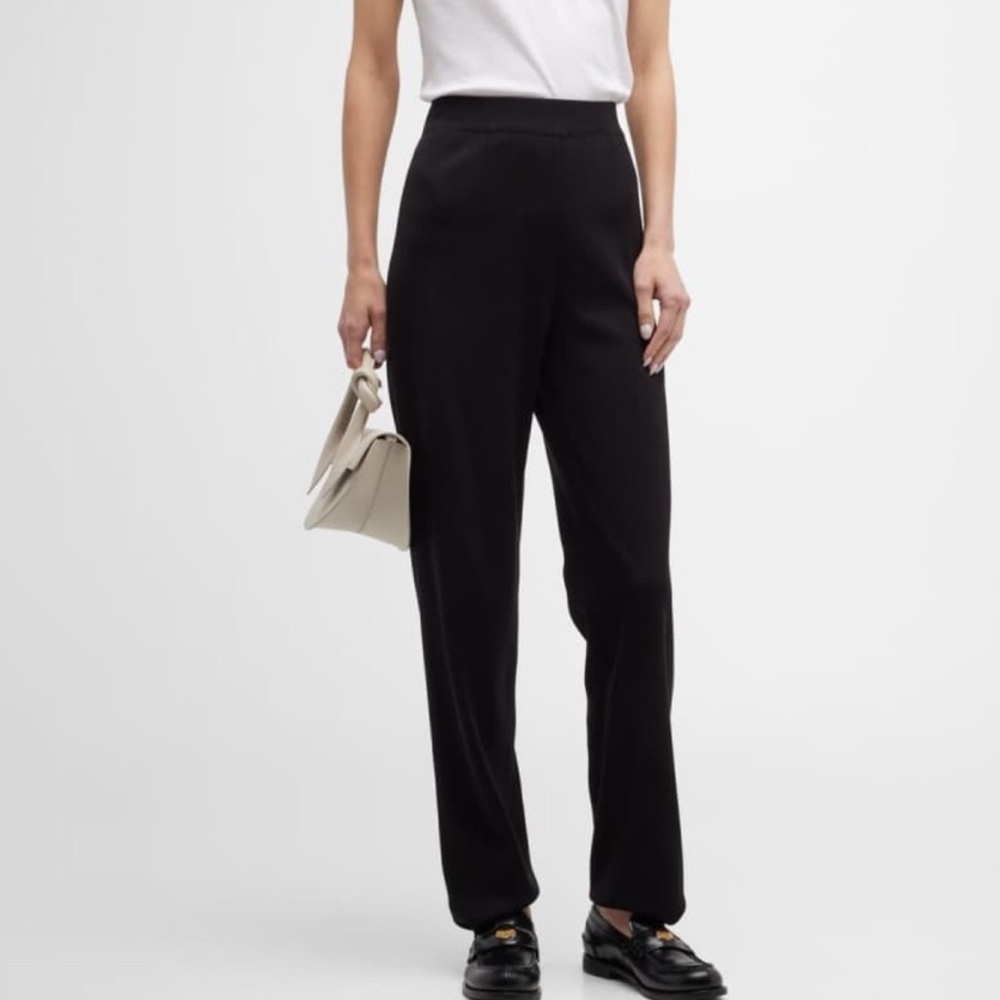 Misook Black Classic Straight Leg Travel Pants No Iron Knit Pull On Wrinkle Free